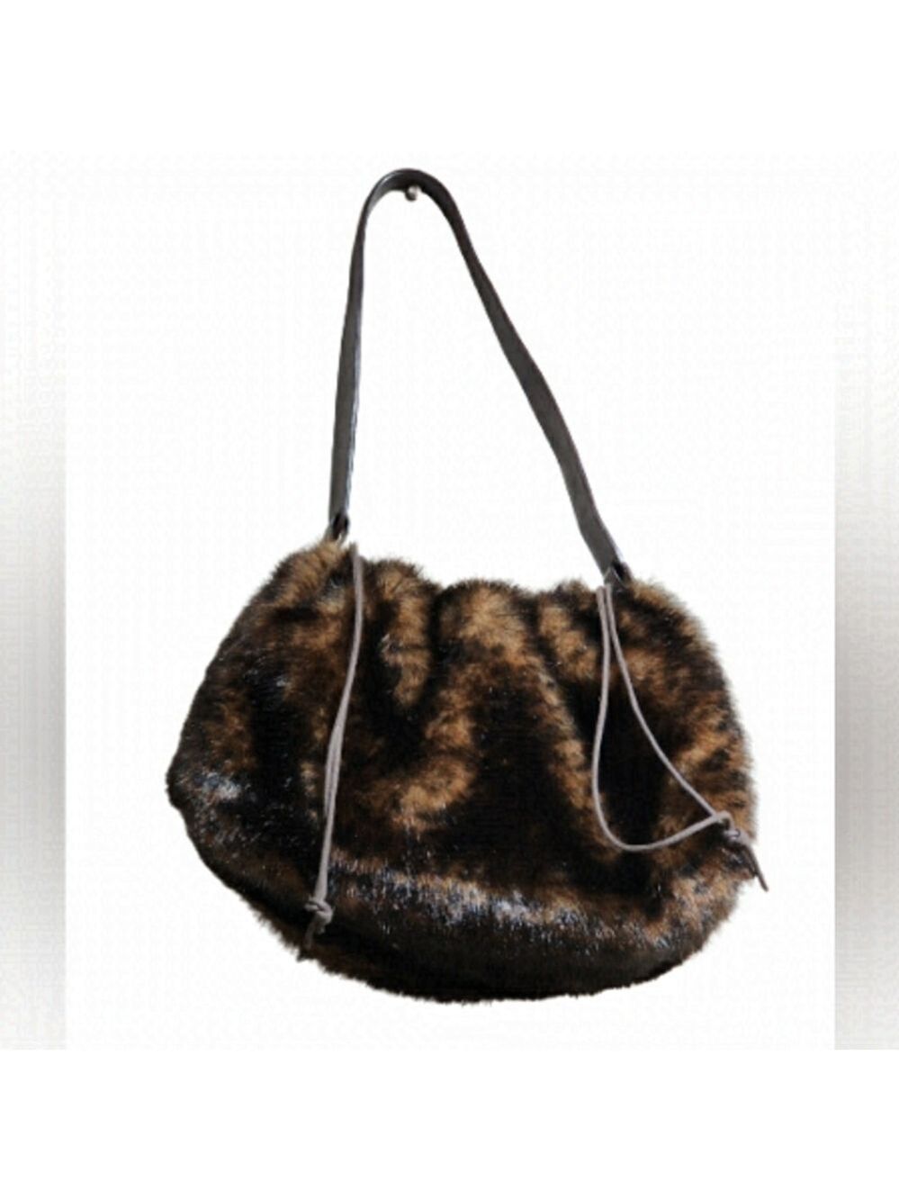 Faux fur furry shoulder bag color Chocolate brown